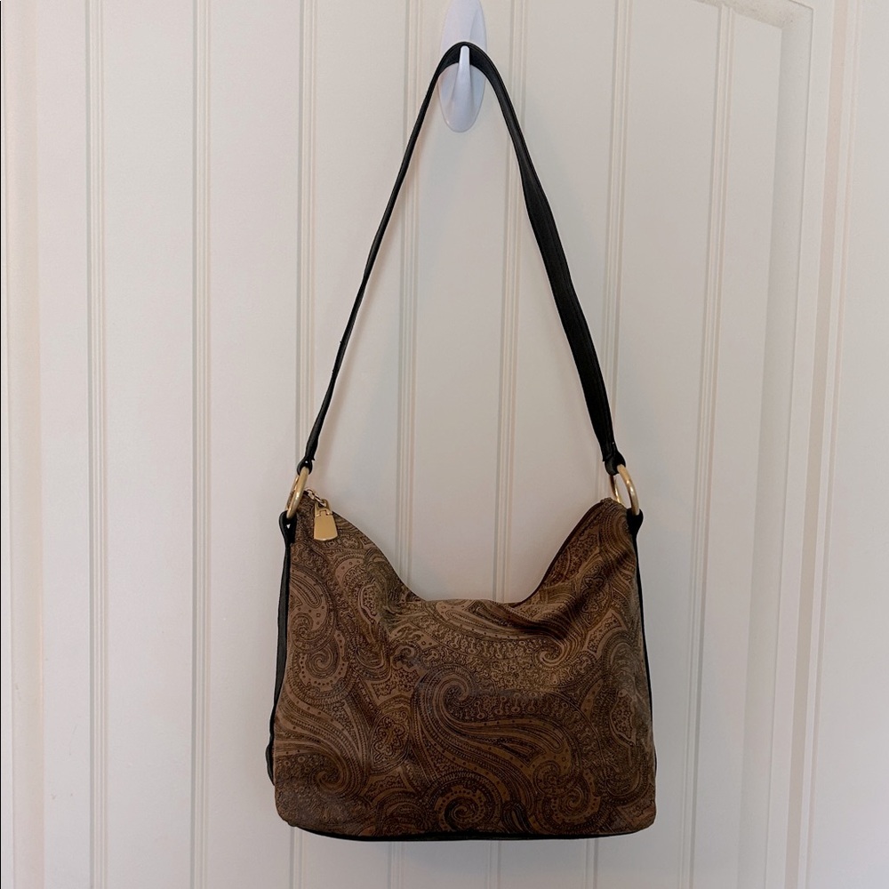 Elegant Brown Paisley Shoulder Bag